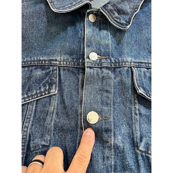 Eagles Ridge American Flag Jacket Adult XL Blue Demin Button Long Sleeve Mens - Picture 2 of 12